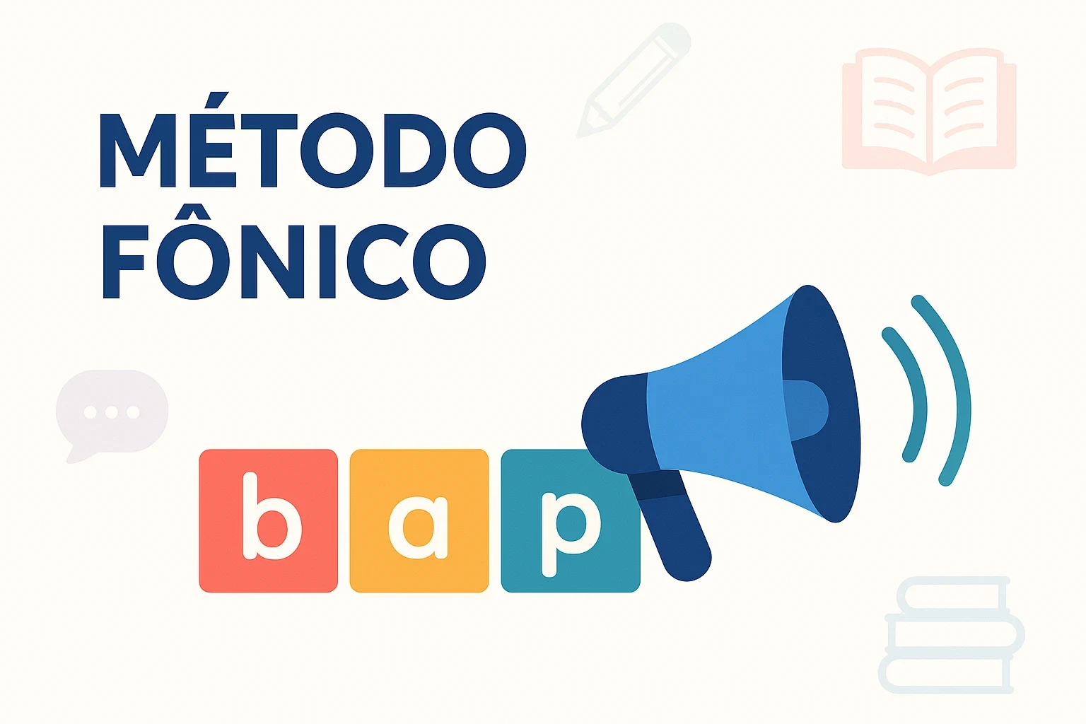 lustração educativa em estilo digital representando o Método Fônico.