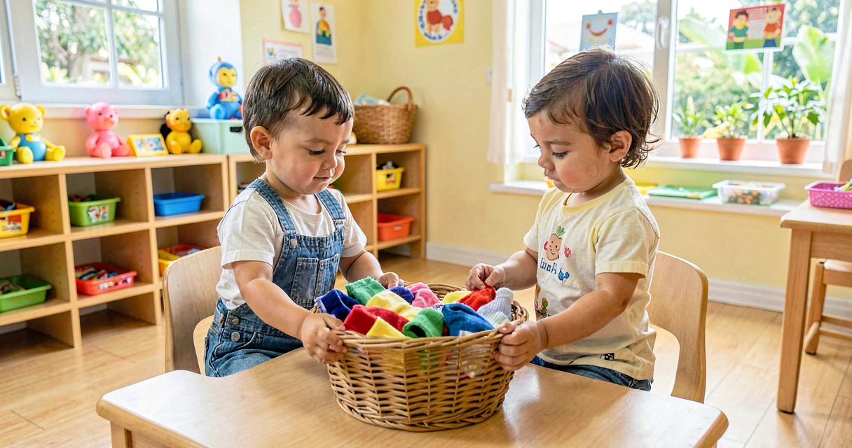 plano de aula pares de meias certinhos: crianças da creche procurando pares de meias iguais