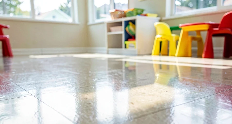 espaço usado em atividade cooperativa de deslocamento em fila na creche