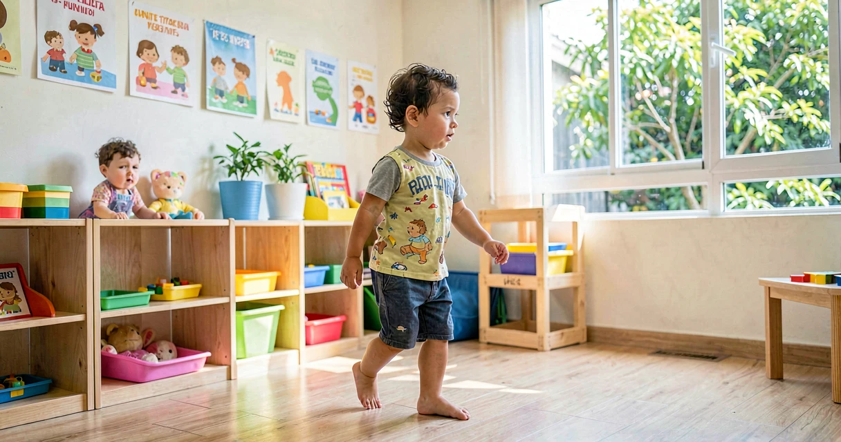 plano de aula andando na ponta dos pés: criança da creche caminhando na ponta dos pés