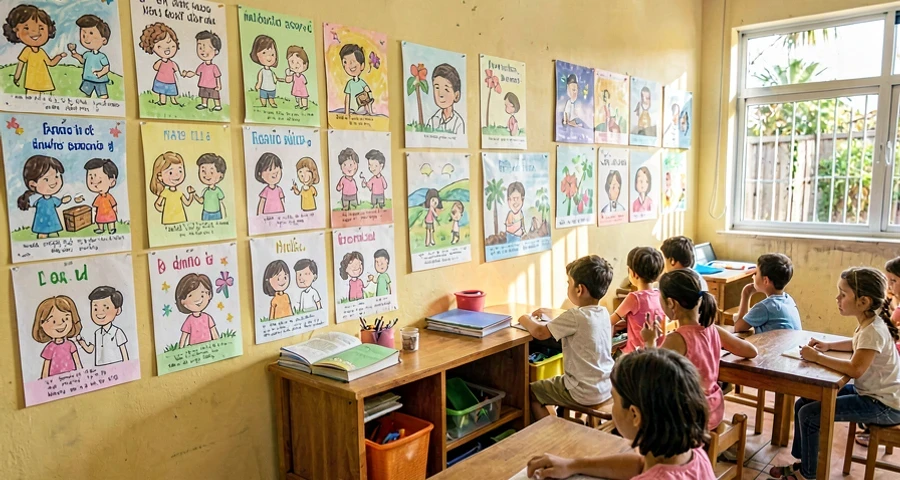 cartazes ilustrados da rotina diária usados em atividade na creche