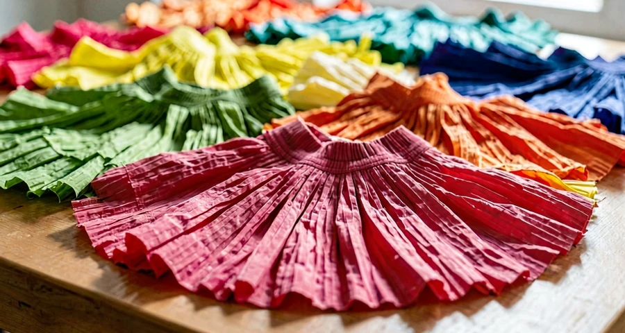 saias de papel crepom usadas em atividade de dança na creche