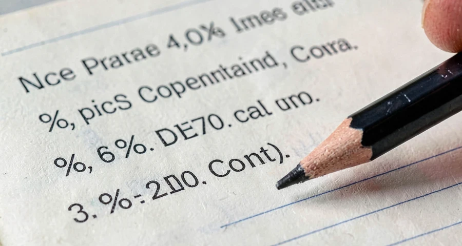 caderno com cálculo de percentuais sucessivos de acréscimo e desconto