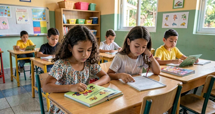 cantinho de leitura identificado com etiqueta em atividade na creche