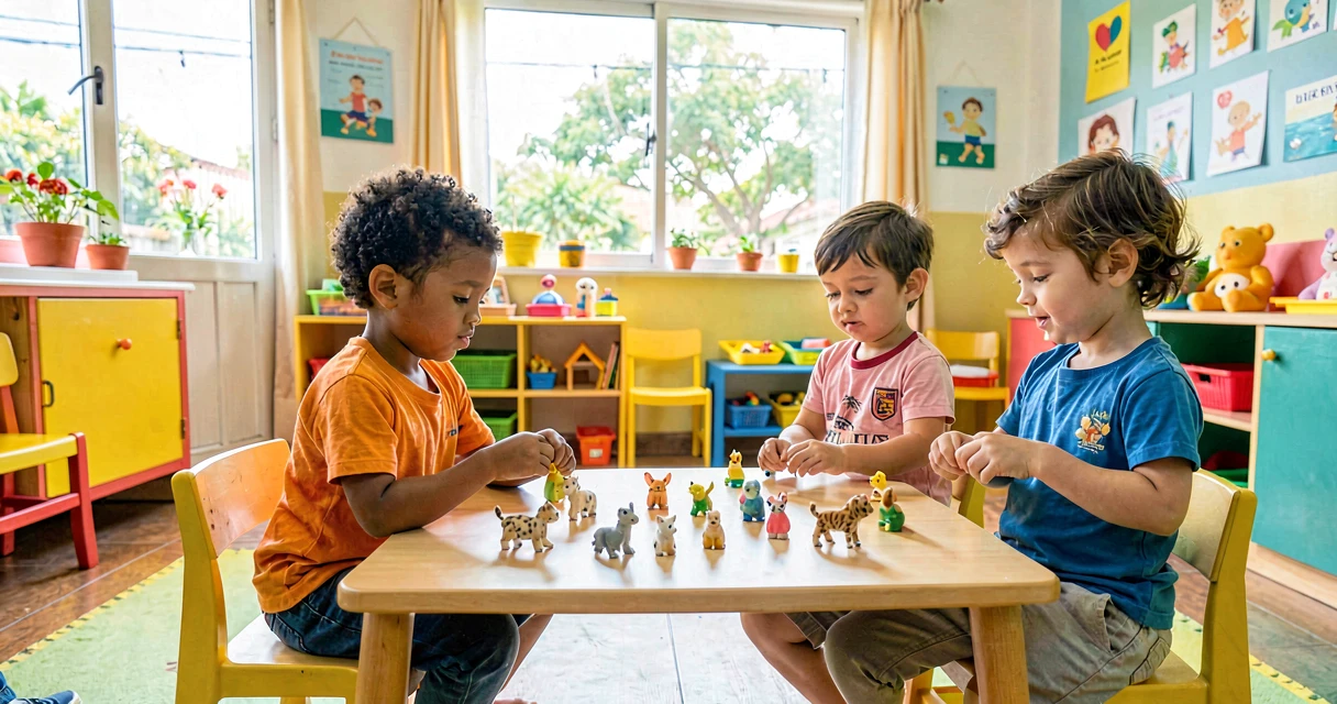 plano de aula fila de bichos por tamanho: crianças da creche organizando bichos em fila