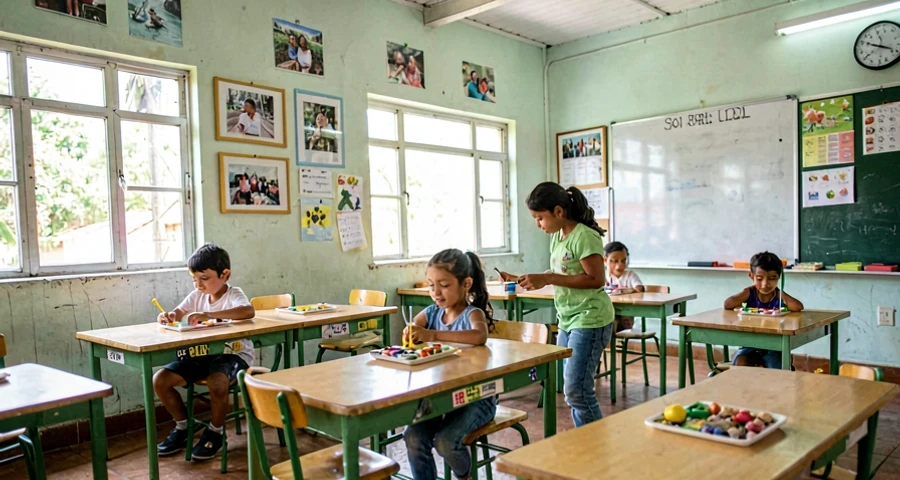 cabideiros individuais identificados com fotos em atividade na creche