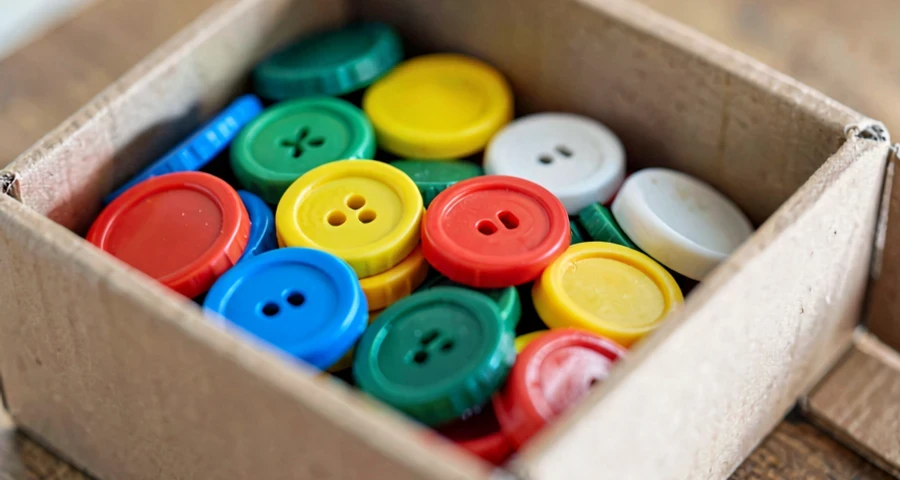 objetos coloridos sendo organizados por característica em atividade de coleção