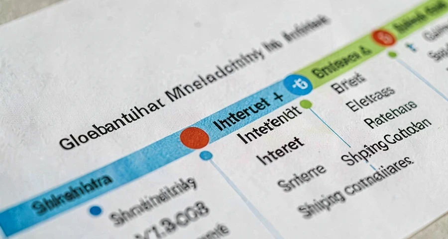 linha do tempo impressa com marcos tecnológicos da globalização
