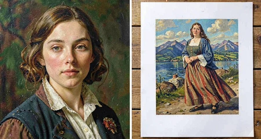 reproduções impressas de pinturas realistas e impressionistas lado a lado para comparação