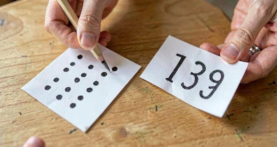 cartas numeradas com pontinhos sendo comparadas em jogo matemático