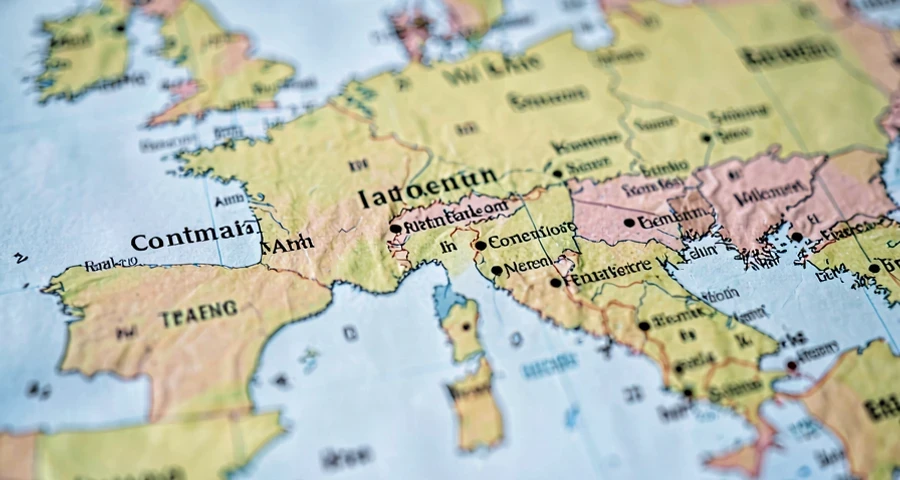 mapa da europa com localização de campos de concentração marcados para estudo histórico