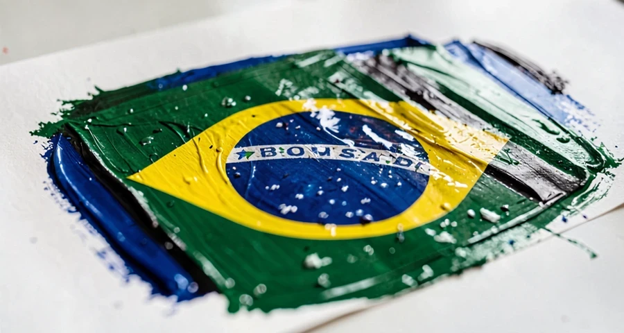 bandeira do brasil pintada por criança em atividade artística na pré-escola