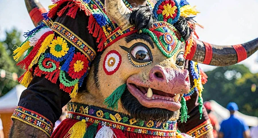 boi colorido característico da festa popular bumba meu boi