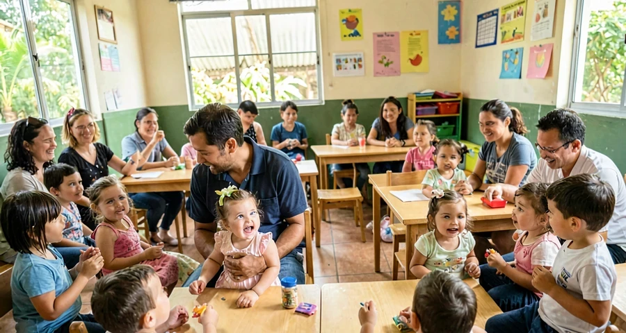 álbum de fotos de família usado em atividade afetiva com bebês na creche