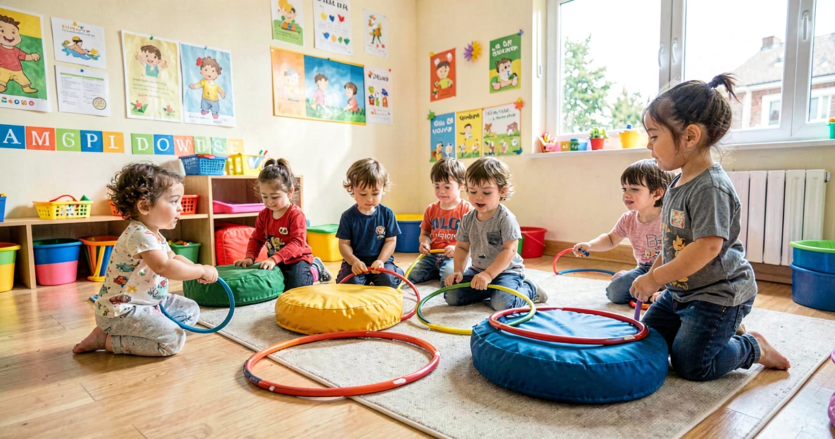 plano de aula jogo de percurso: crianças da creche montando circuito motor