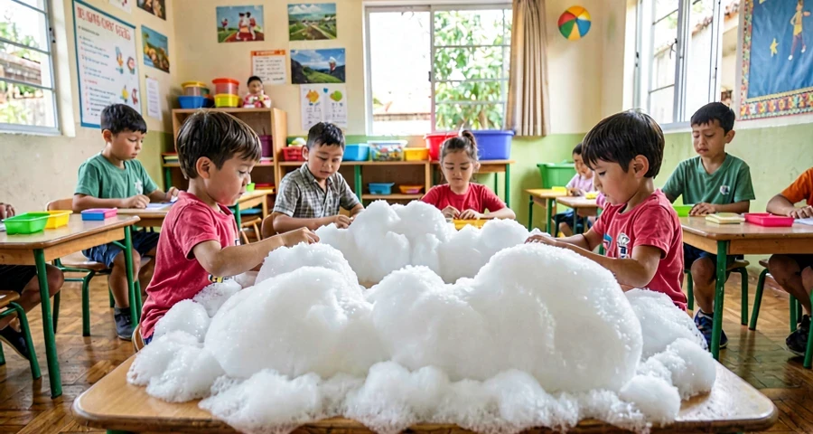 dado grande de espuma usado em atividade de contagem na creche