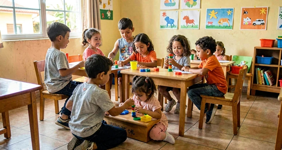 cartaz com brincadeiras compartilhadas pelas crianças em atividade na creche