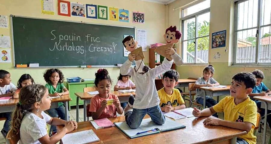 fantoche de meia usado em atividade de teatro na creche