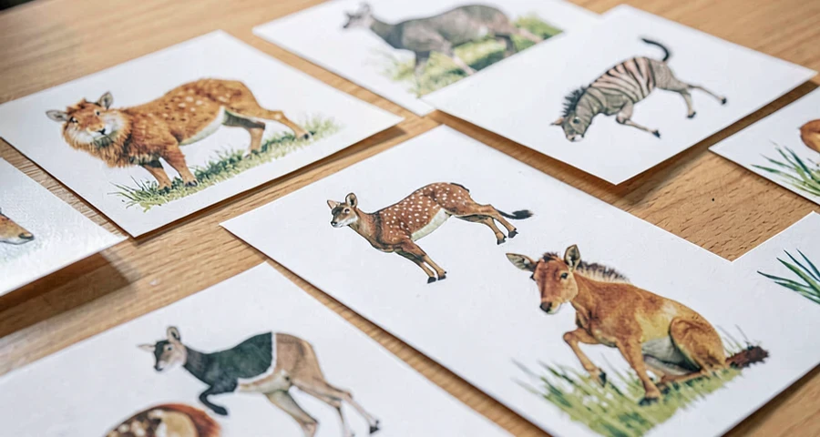 imagens de animais usadas como apoio em atividade de compartilhamento na pré-escola