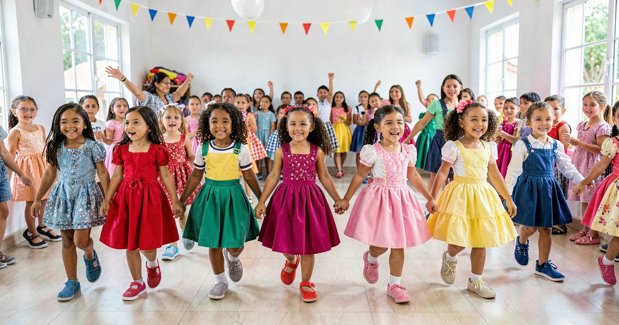 plano de aula desfile de fantasias: crianças da pré-escola desfilando com roupas de fantasia