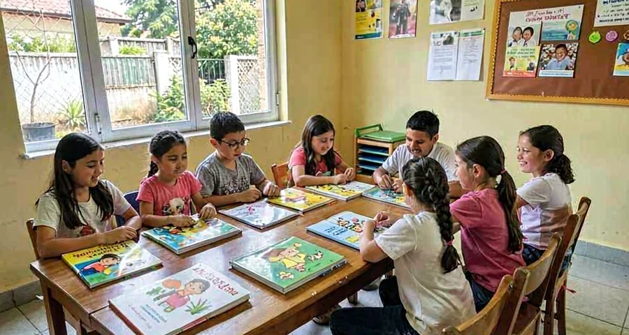 livros infantis apresentados para escolha coletiva na creche