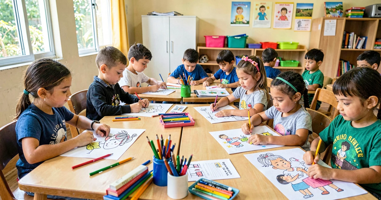 plano de aula profissões da família: crianças da pré-escola desenhando profissão de familiar