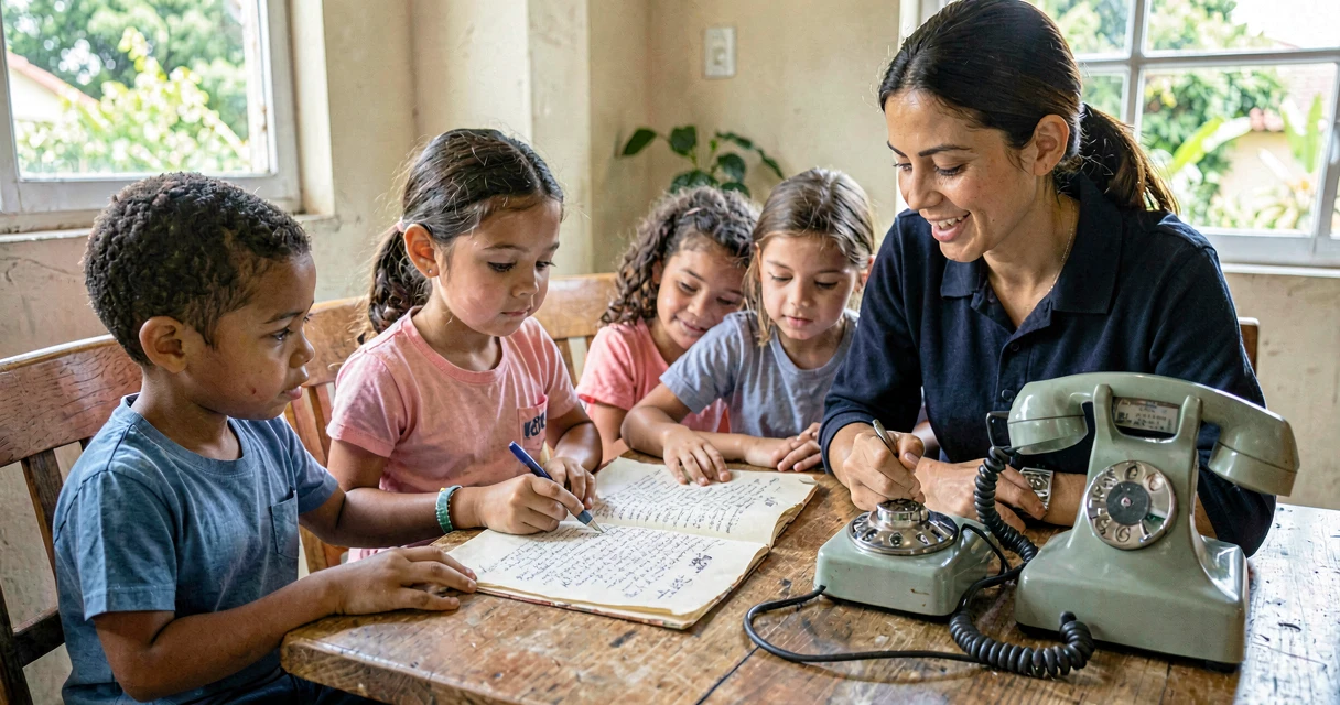plano de aula comunicação de antigamente: crianças da pré-escola conhecendo carta e telefone antigo
