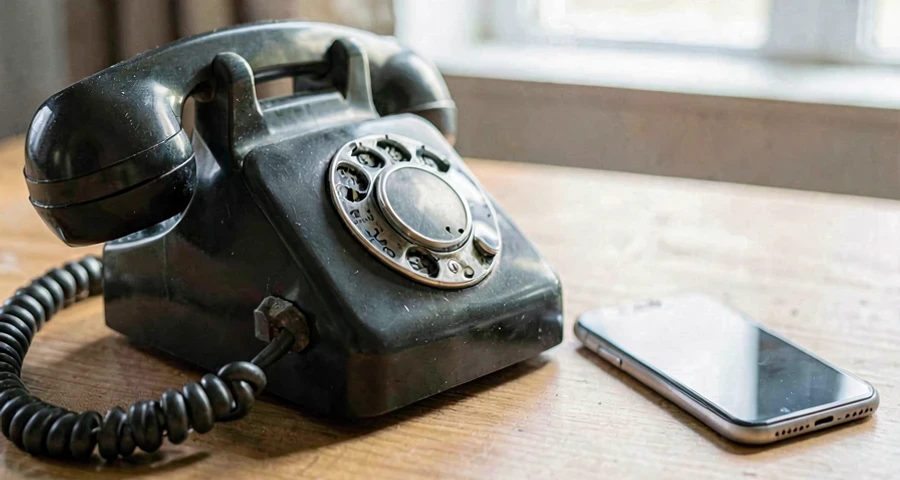 telefone fixo antigo comparado a celular moderno em atividade sobre comunicação