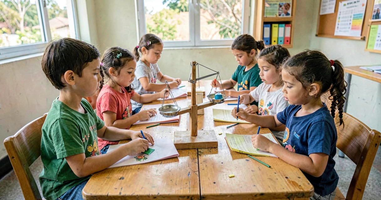 plano de aula balança caseira: crianças da pré-escola comparando peso de objetos