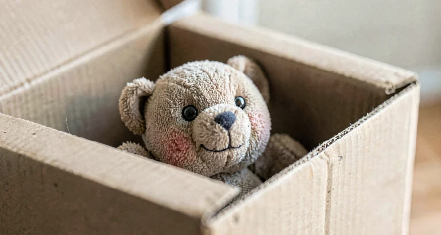 brinquedo escondido dentro de caixa usado em atividade de posições espaciais na creche