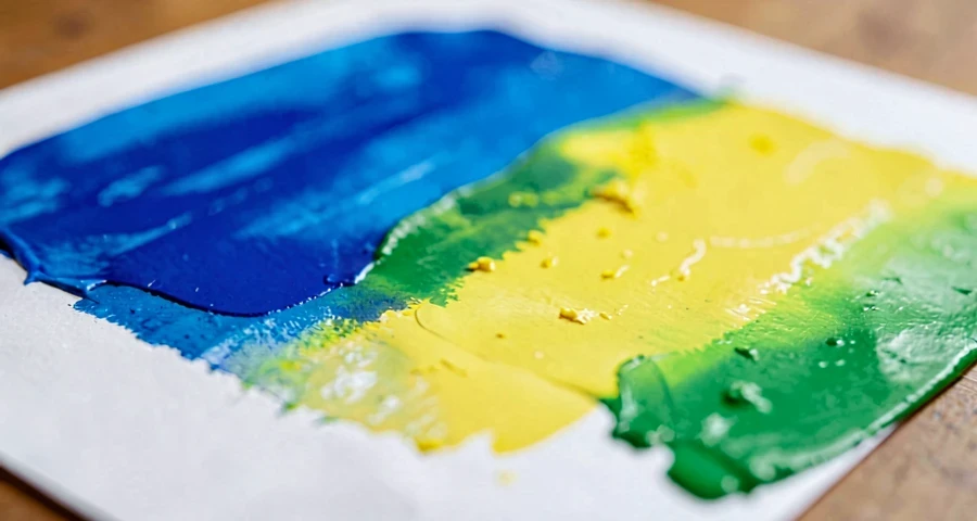 papel com mistura de cores primárias resultando em verde em atividade na creche