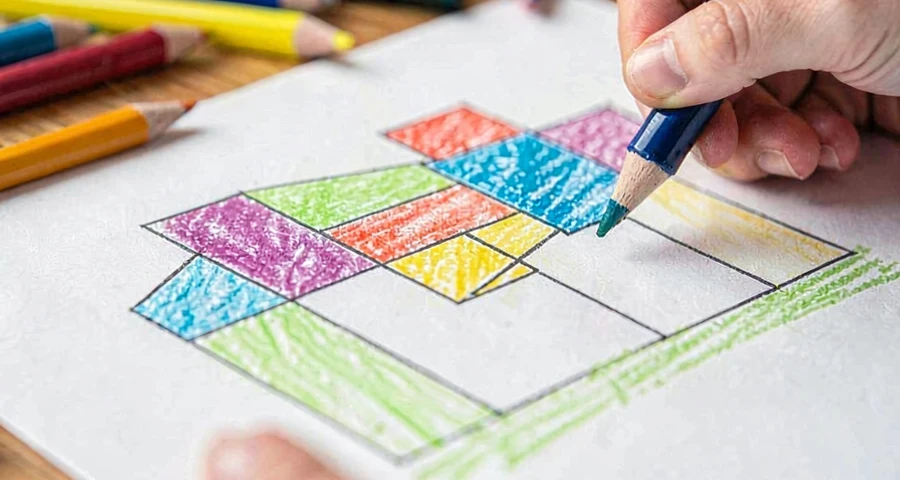 desenho de máquina imaginária composta por formas geométricas na pré-escola