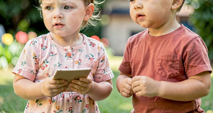 crianças da creche ensaiando apresentação de versinhos em grupo