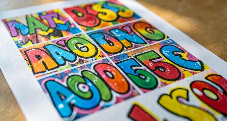 imagens de referência de grafites coloridos com letras estilizadas para estudo