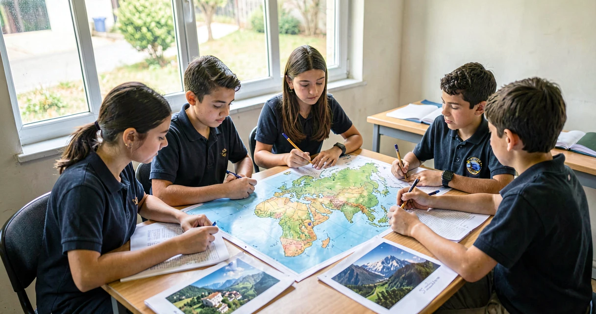plano de aula diversidade natural da ásia: alunos do 9º ano analisando mapa físico e paisagens