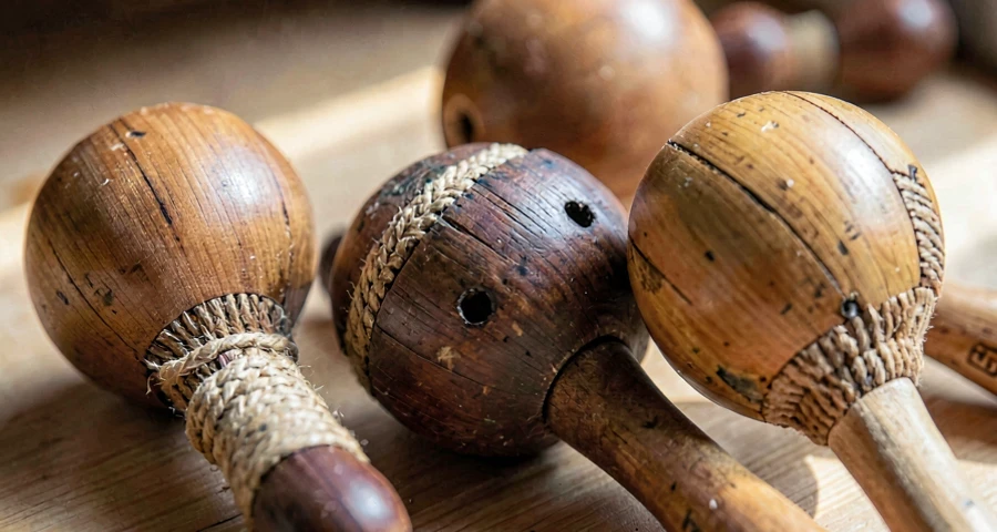 instrumentos musicais artesanais de origem indígena usados em atividade sonora
