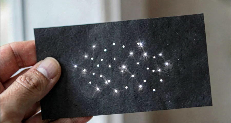 papel escuro furado com efeito de estrelas em atividade artística na creche