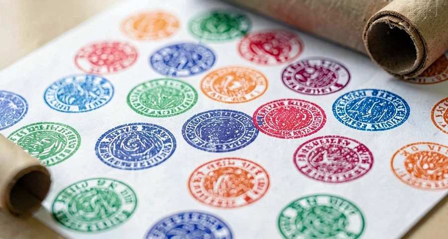 padrão de carimbos circulares coloridos em atividade artística na creche