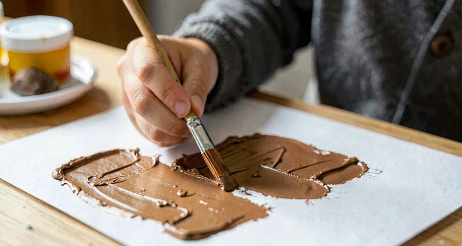 criança pintando livremente com tinta natural em atividade artística na pré-escola