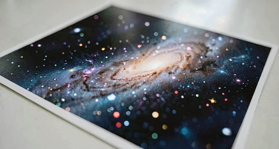 imagem impressa de galáxias distantes capturadas por telescópio espacial