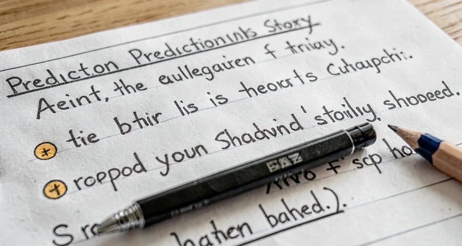 atividade com previsões escritas em inglês sobre um conto de suspense