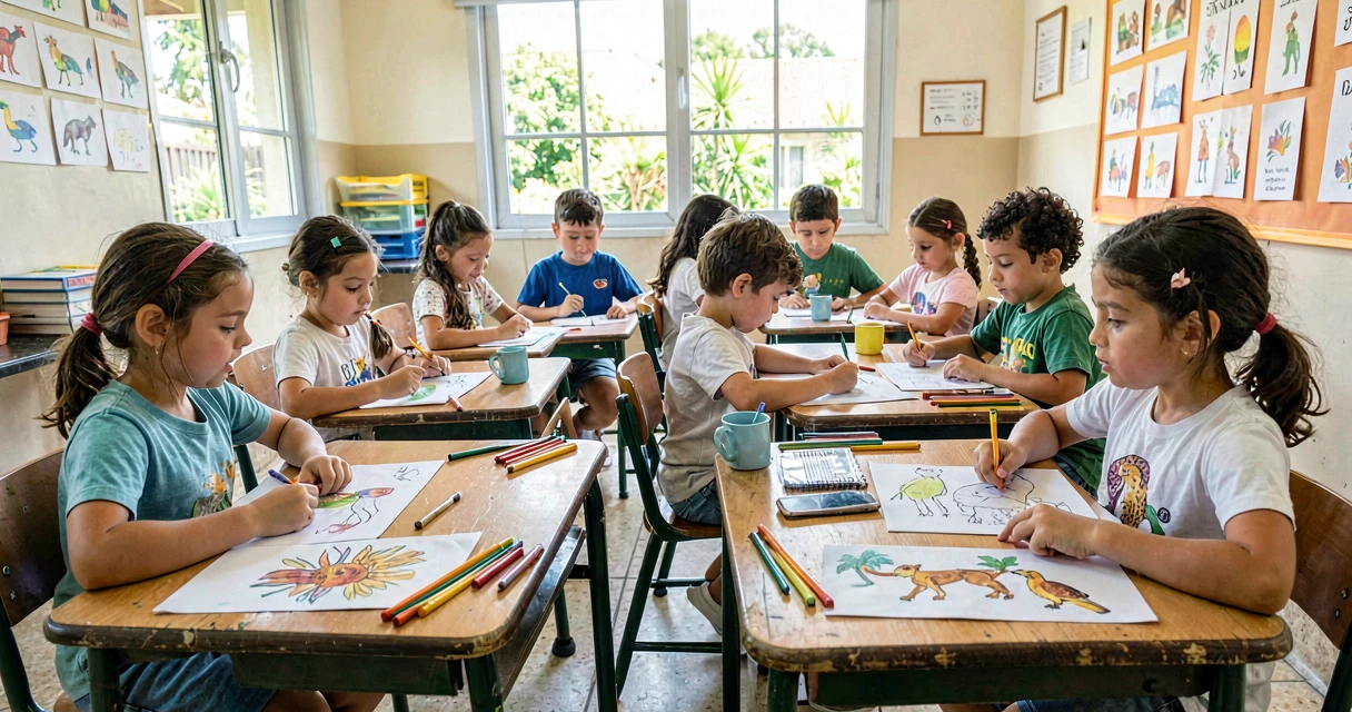 plano de aula catálogo de animais: crianças da pré-escola desenhando animais brasileiros favoritos