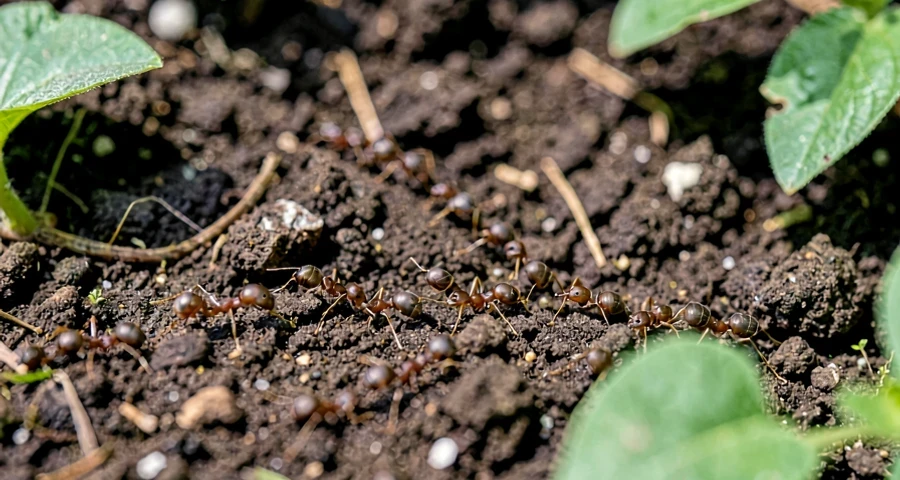 trilha de formigas observada em atividade de ciências no jardim da creche