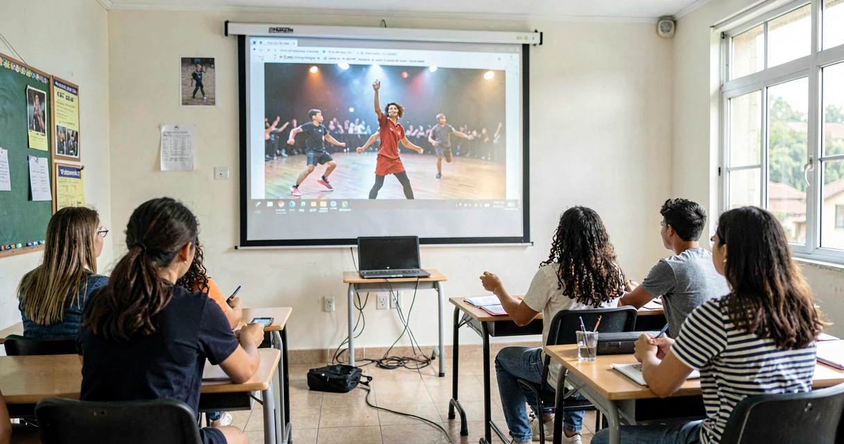 plano de aula apreciação de dança: alunos do 9º ano assistindo vídeo de performance de dança