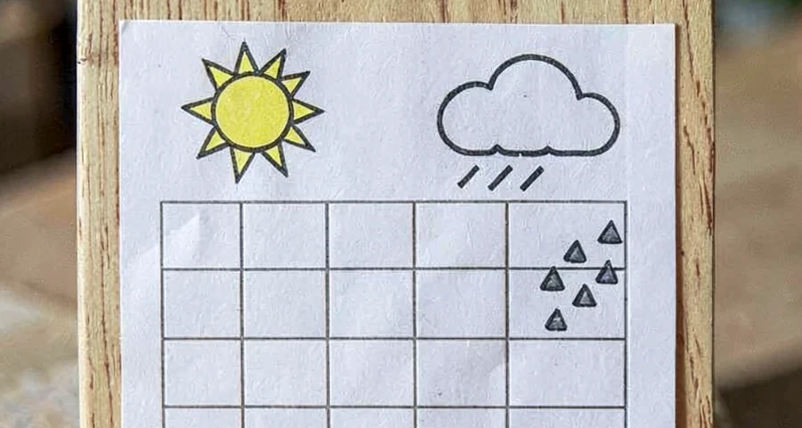 calendário do tempo com símbolos de sol nuvem e chuva na pré-escola