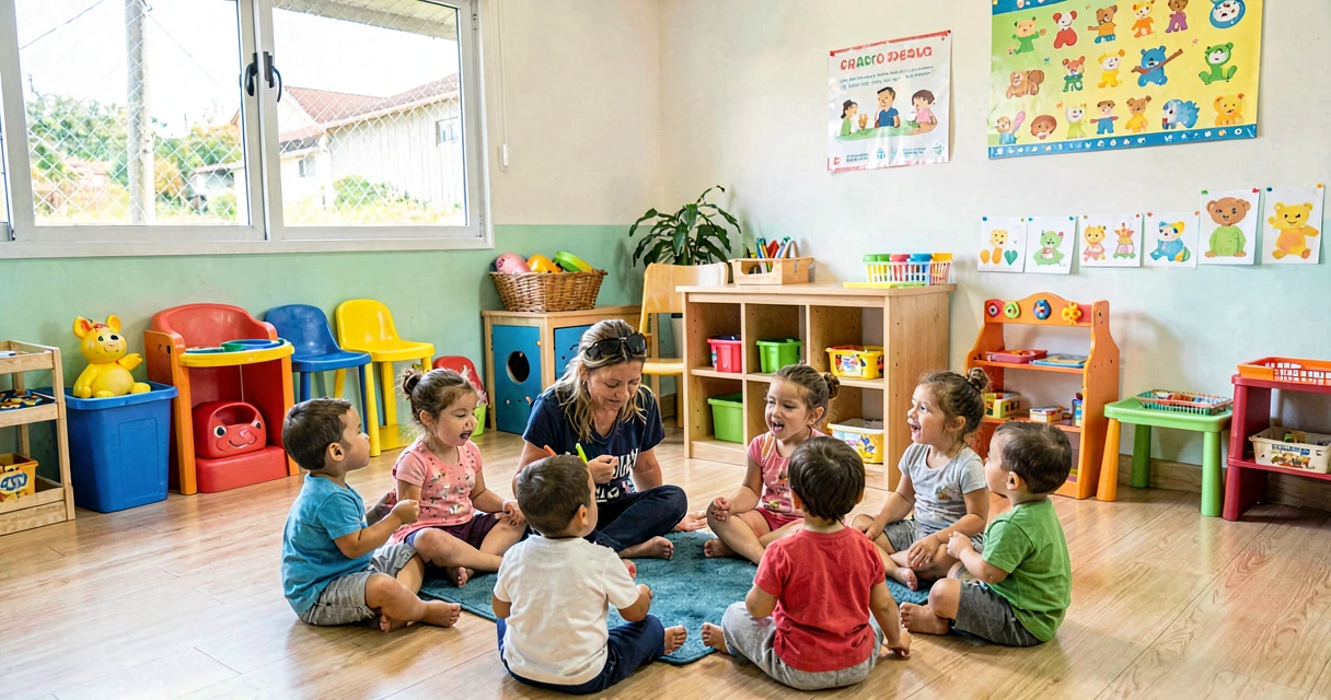 plano de aula rimas e parlendas: bebês da creche ouvindo rimas em roda