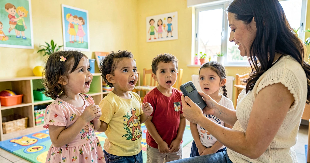 plano de aula ouvindo nossa voz: crianças da creche gravando a própria voz