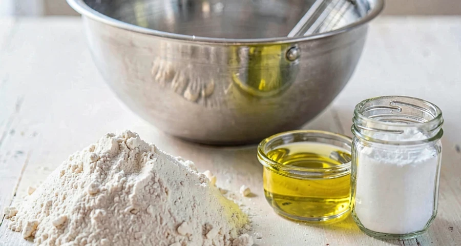 ingredientes usados para preparar massinha caseira em atividade na creche