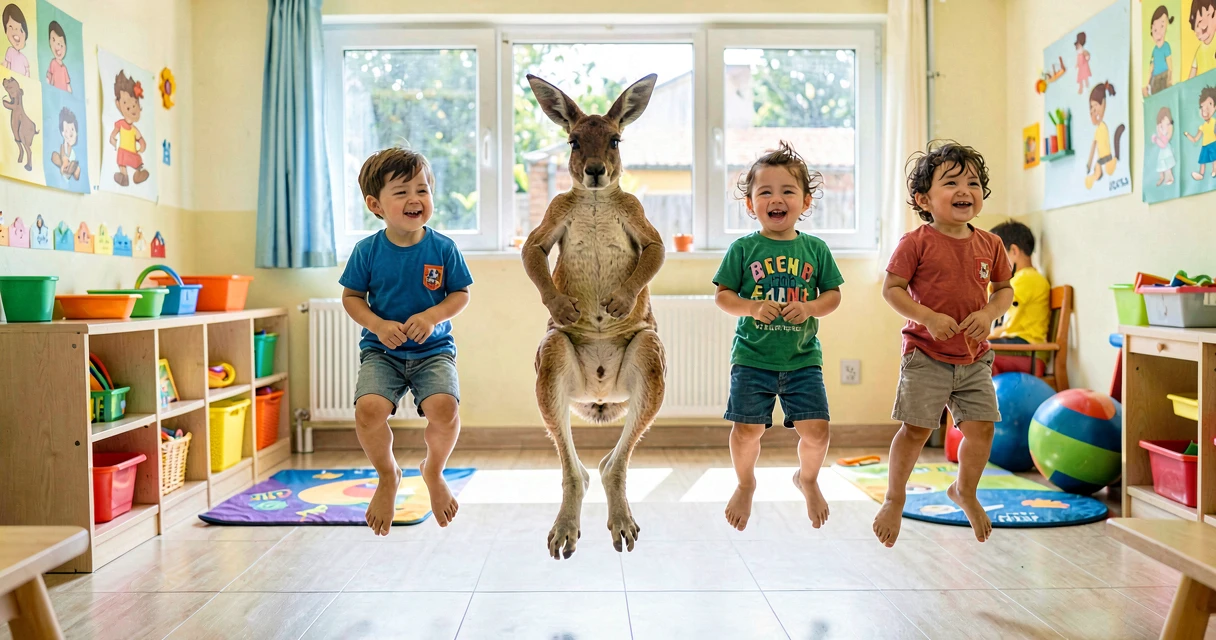 plano de aula pulando como canguru: crianças da creche imitando pulo de canguru