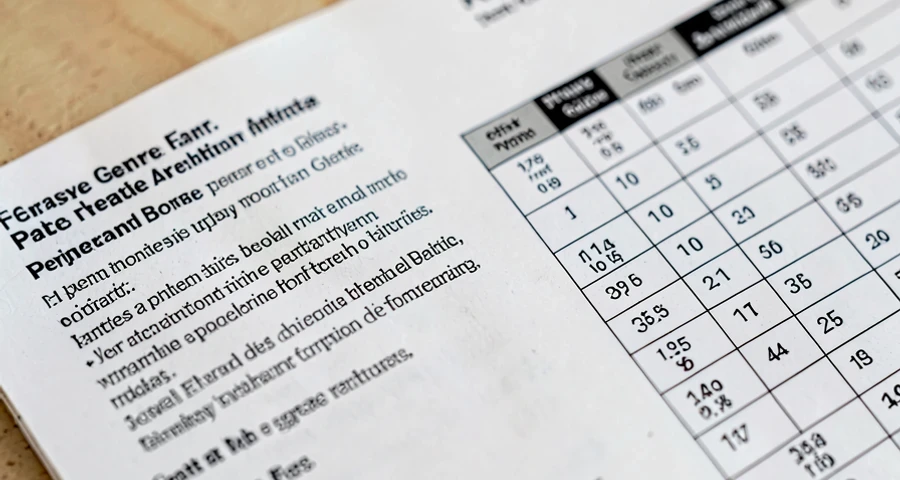receita culinária impressa ao lado de tabela de proporção sendo preenchida